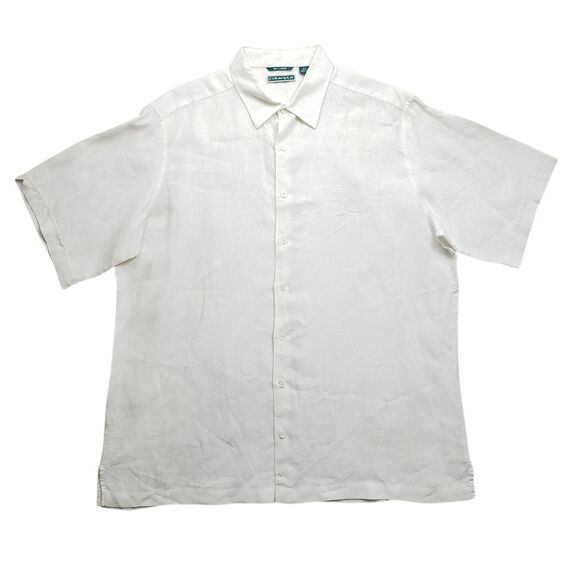 Cubavera 100% Linen Shirt Mens XLT White Short Sleeve Button Up - Picture 1 of 7